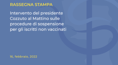 Intervento del presidente Cozzuto al Mattino sulle procedure di sospensione per gli iscritti non vaccinati